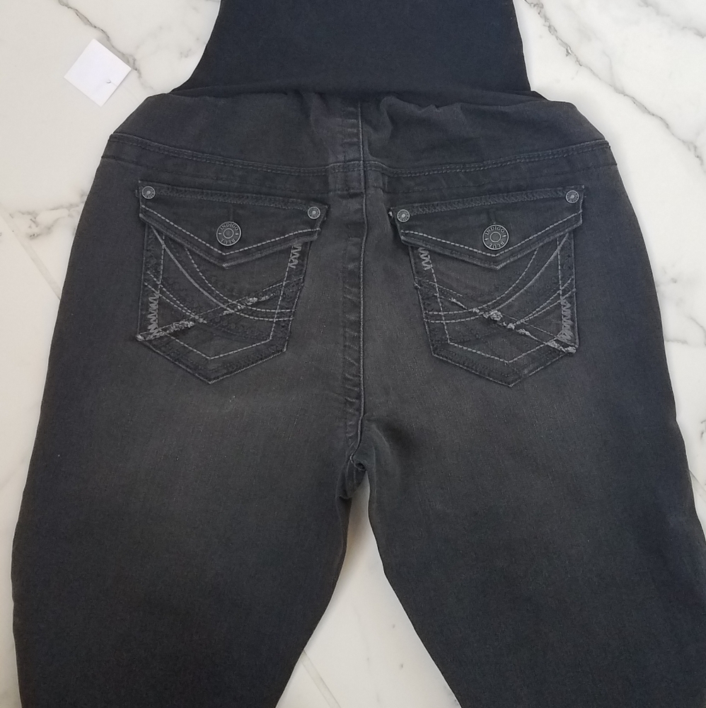 Indigo Blue Washed Black Maternity Bootcut Jeans